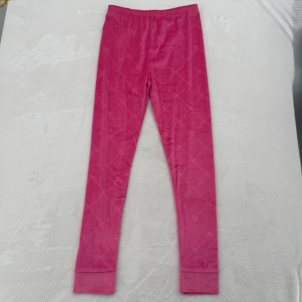 Juicy Couture Girls Hot Pink Velour Logo Leggings Youth Sz 10 Comfort Sleepwear